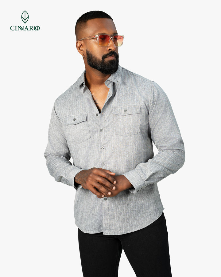 men’s double pocket shirt, front view