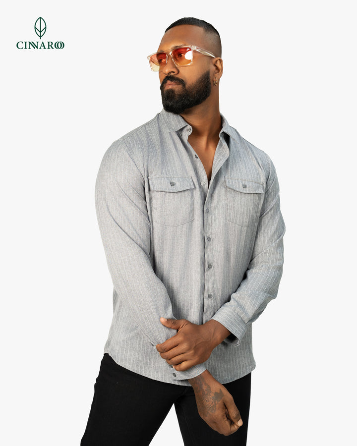 men’s double pocket shirt, front view