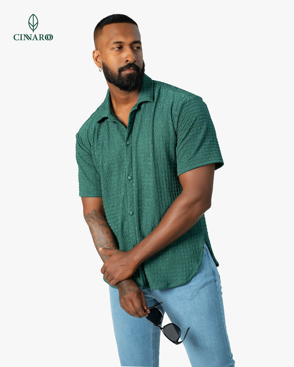 men’s popcorn texture shirt, front view