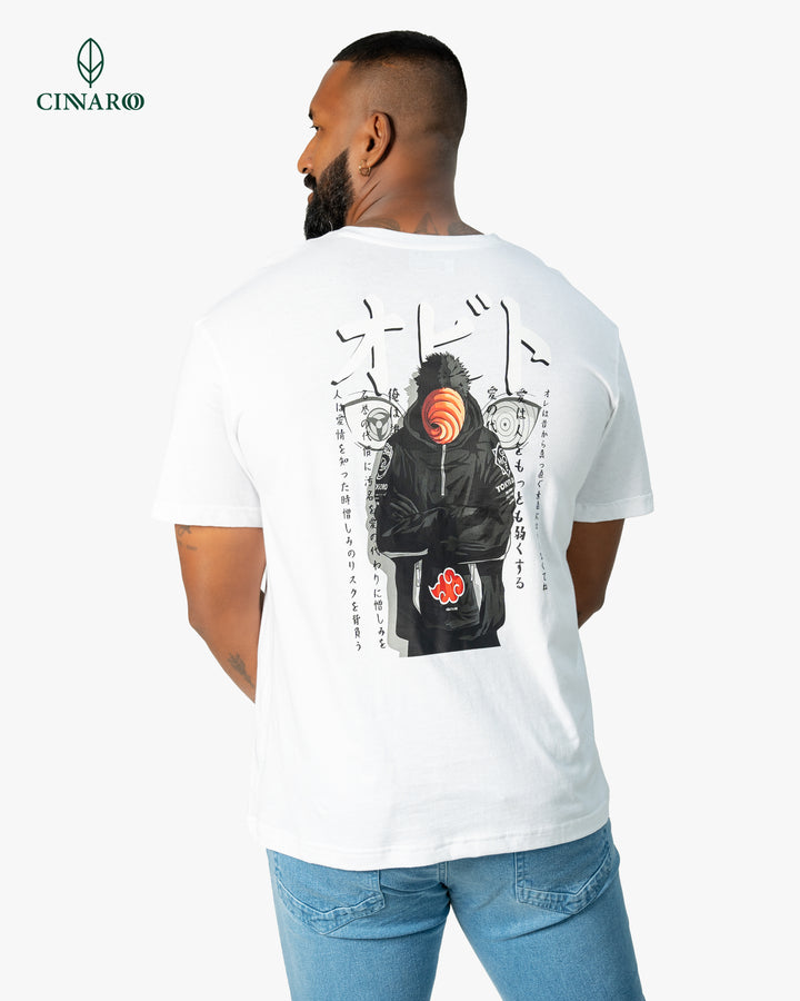 Men’s graphic printed tee, back view