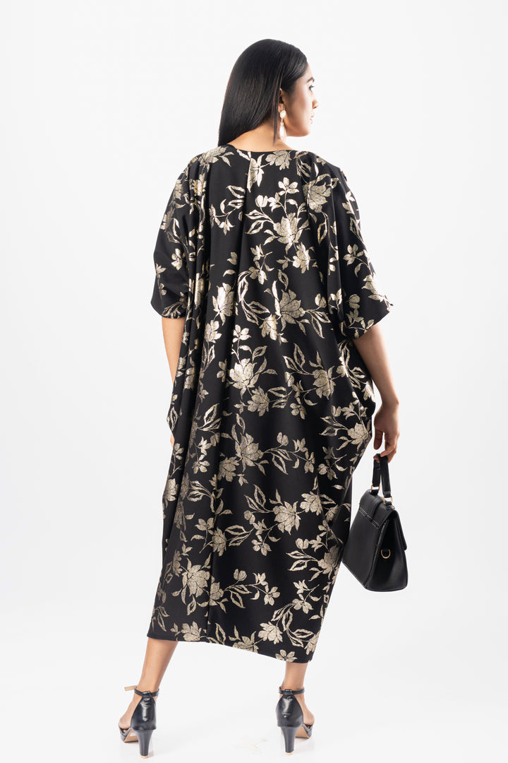 Women’s brocade caftan dress, back view