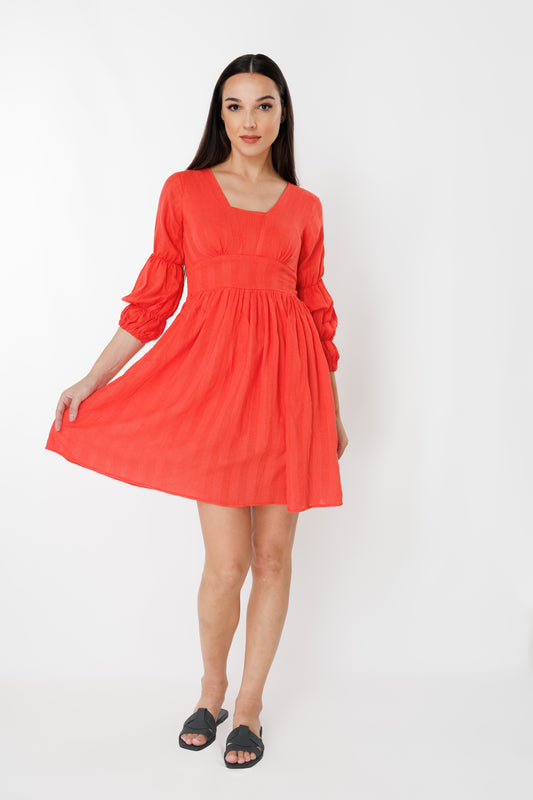 Women’s Breeze Bloom gathered dress, front view