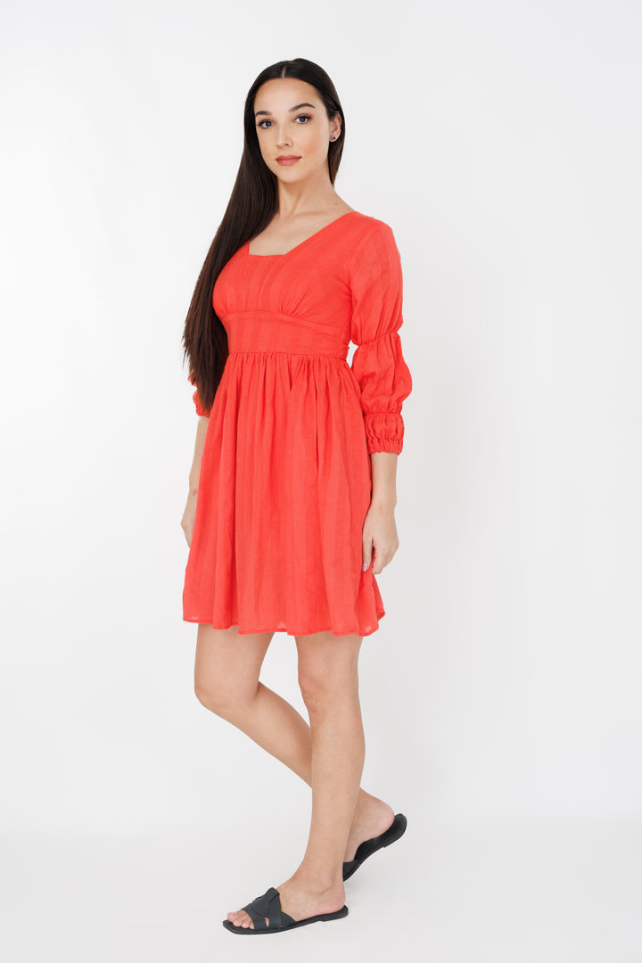 Women’s Breeze Bloom gathered dress, front view