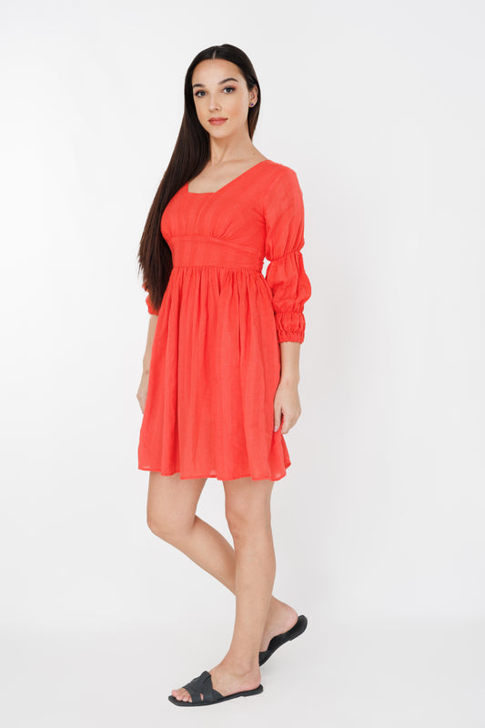 Women’s Breeze Bloom gathered dress, front view
