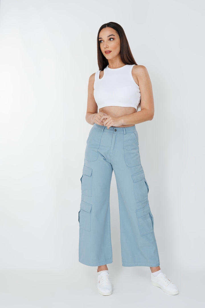 Twill straight fit cargo pant, front view