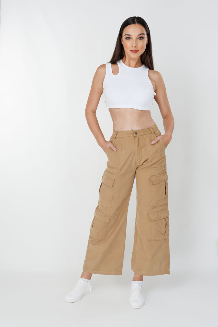 Twill straight fit cargo pant, front view