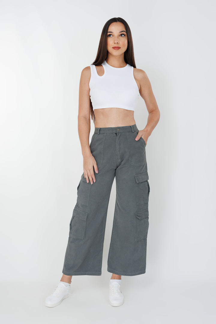 Twill straight fit cargo pant, front view