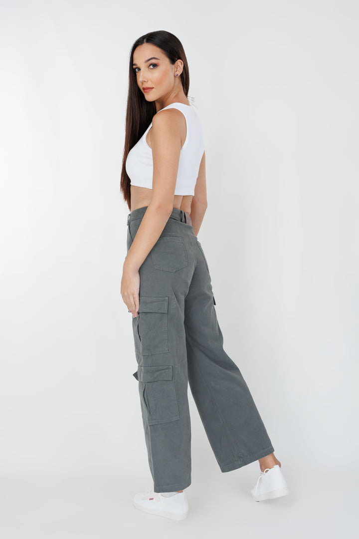Twill straight fit cargo pant, side view