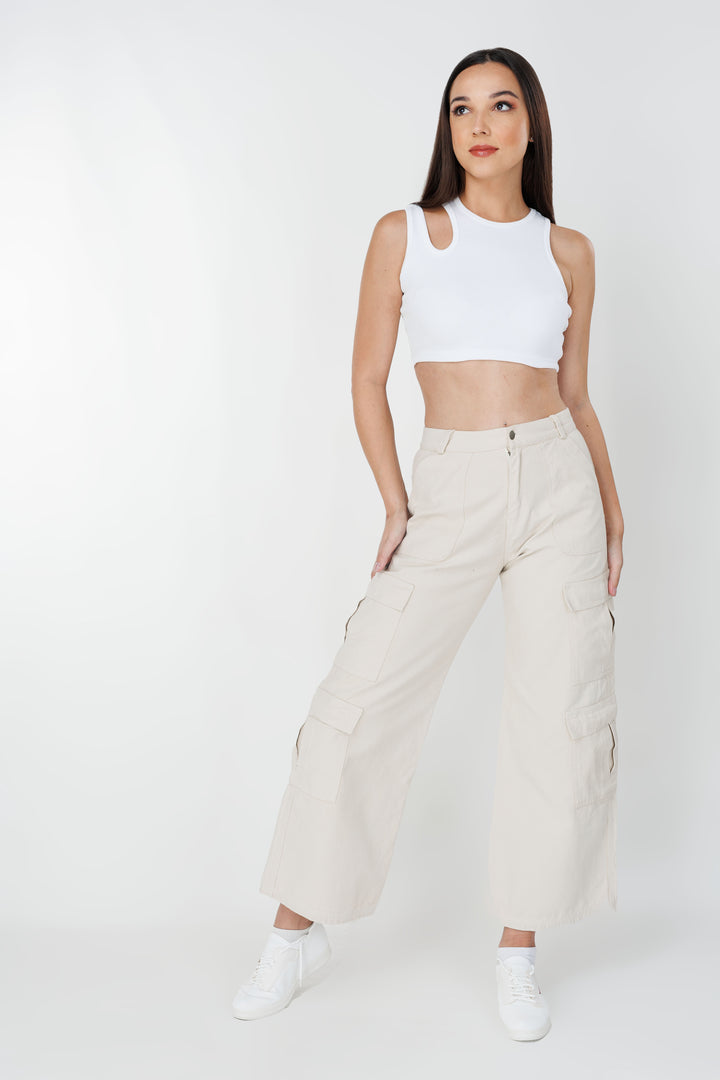 Twill straight fit cargo pant, front view