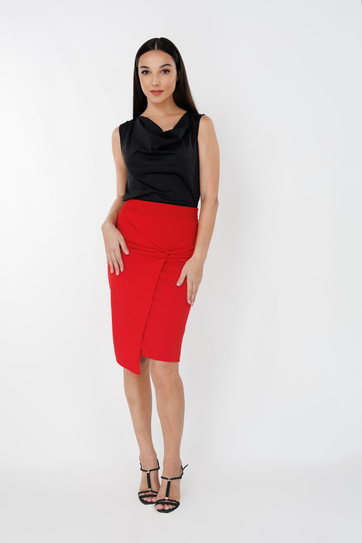 Women’s twisted detailed pencil skirt, front view