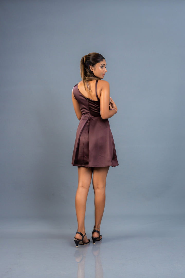 Women’s box pleated detailed mini dress, back view