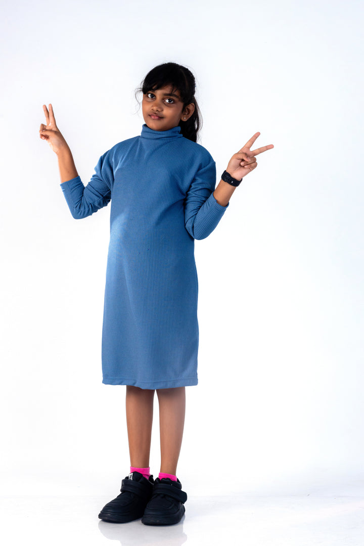 Kids long sleeve dress, front view