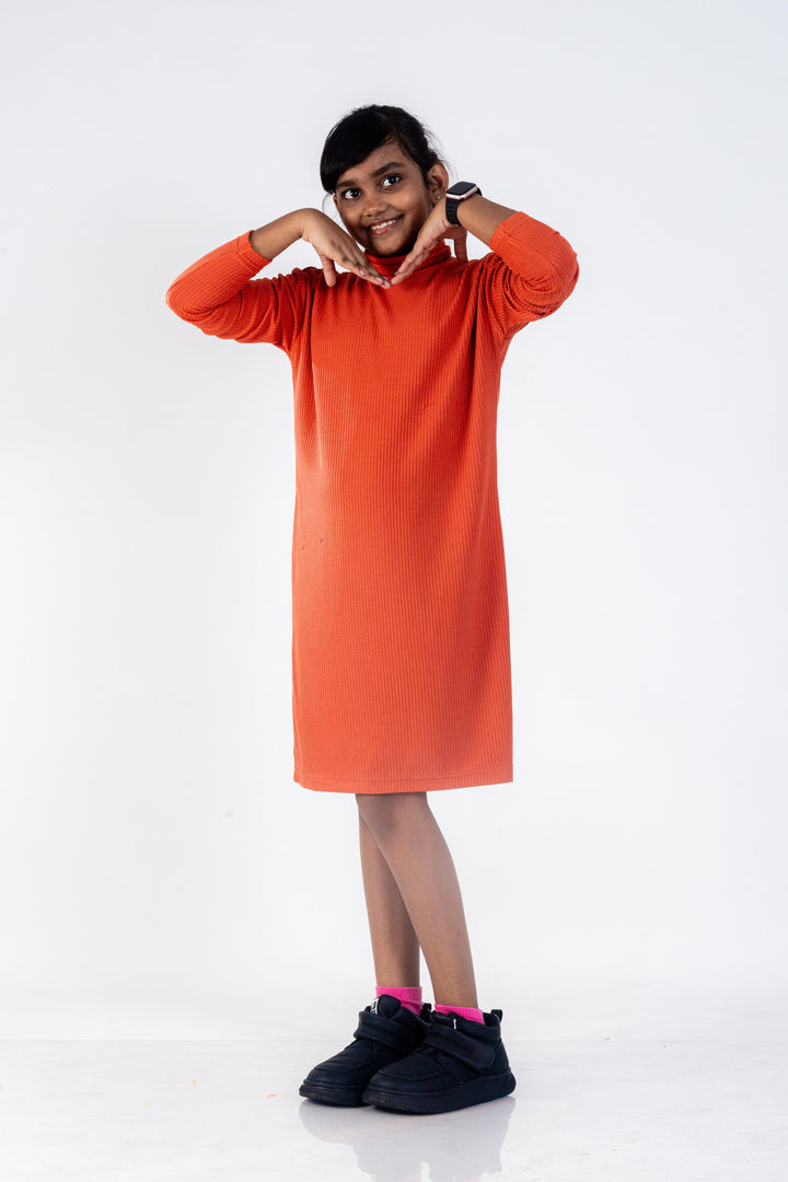 Kids long sleeve dress, front view