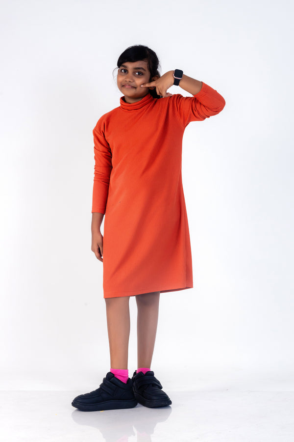 Kids long sleeve dress, front view
