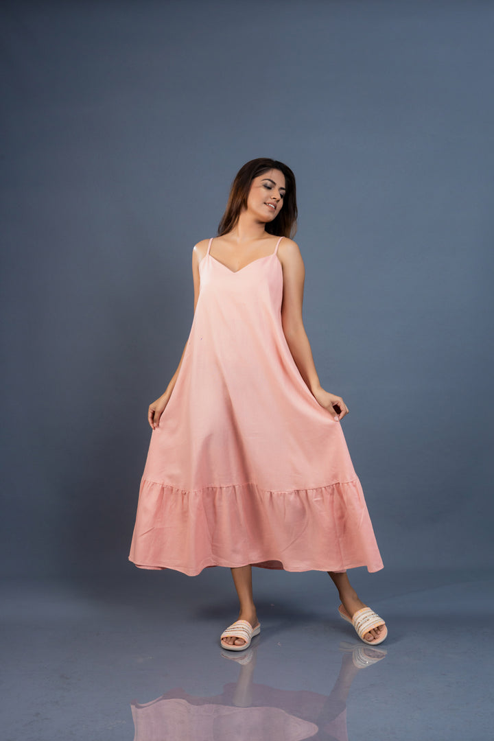 Women’s ruffle hem maxi dress, front view