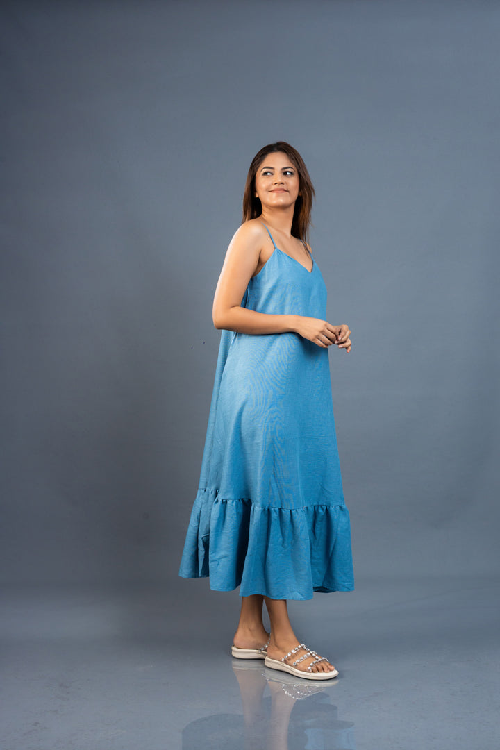 Women’s ruffle hem maxi dress, front view