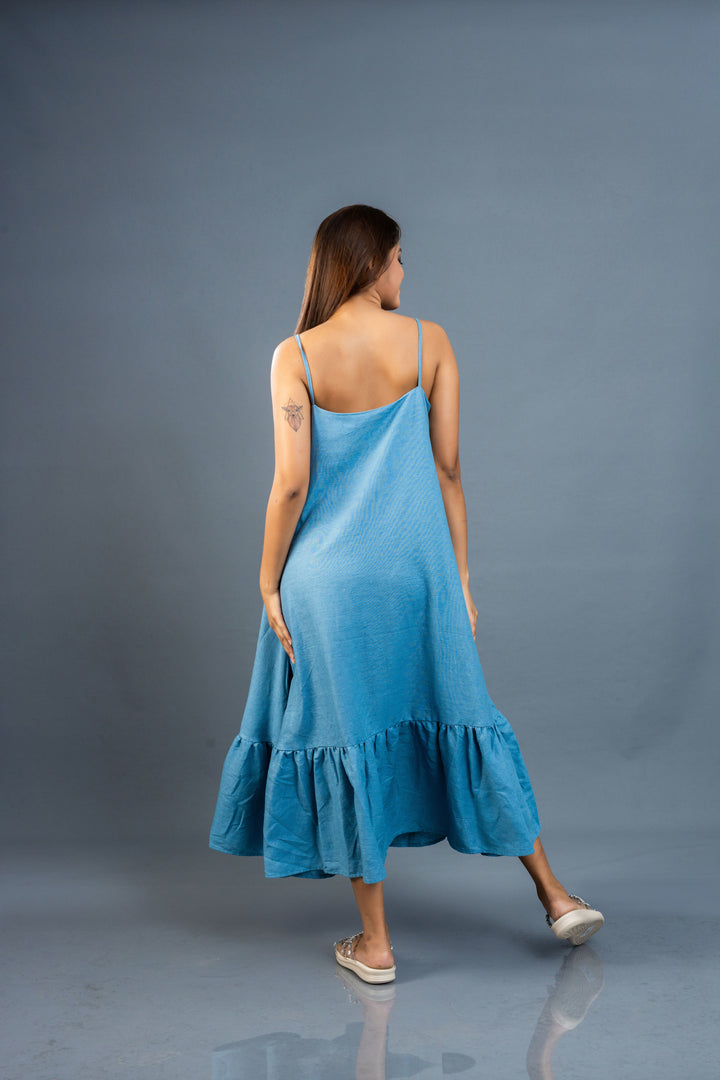 Women’s ruffle hem maxi dress, back view