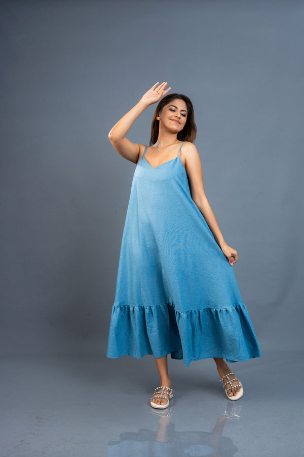 Women’s ruffle hem maxi dress, front view