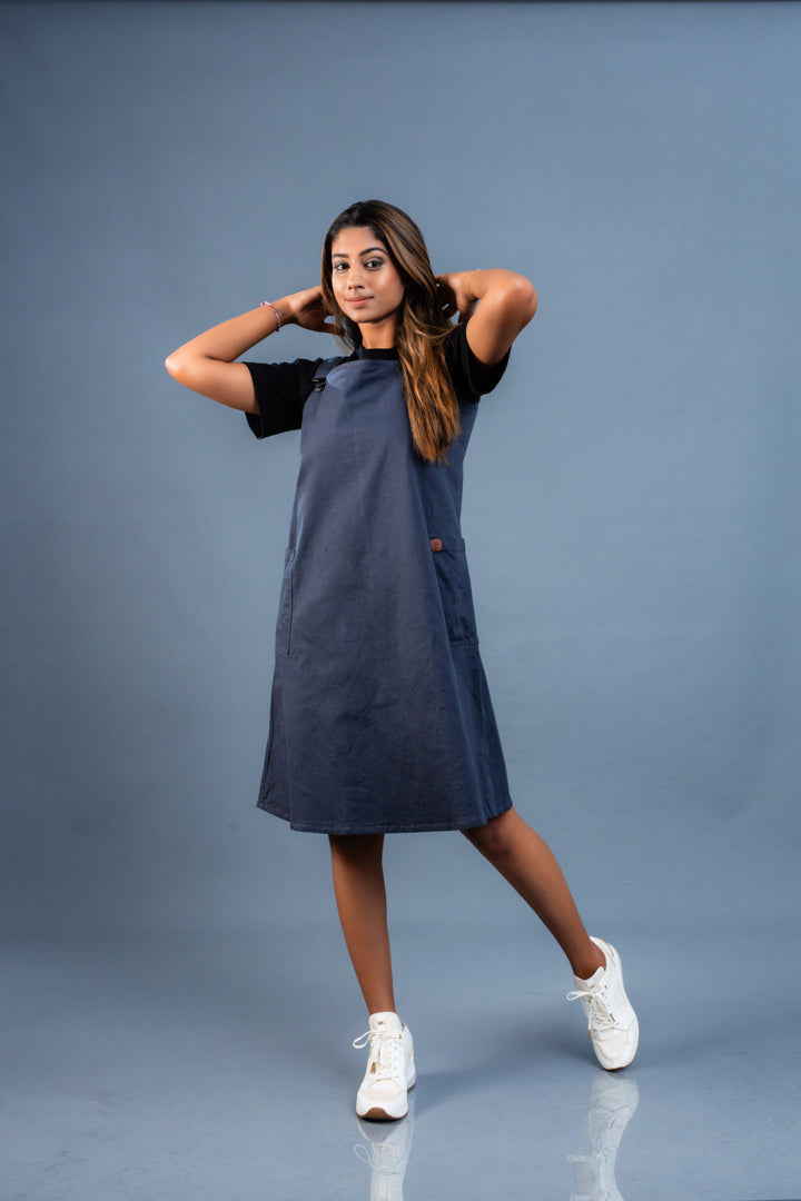 Women’s pinafore dress, front view