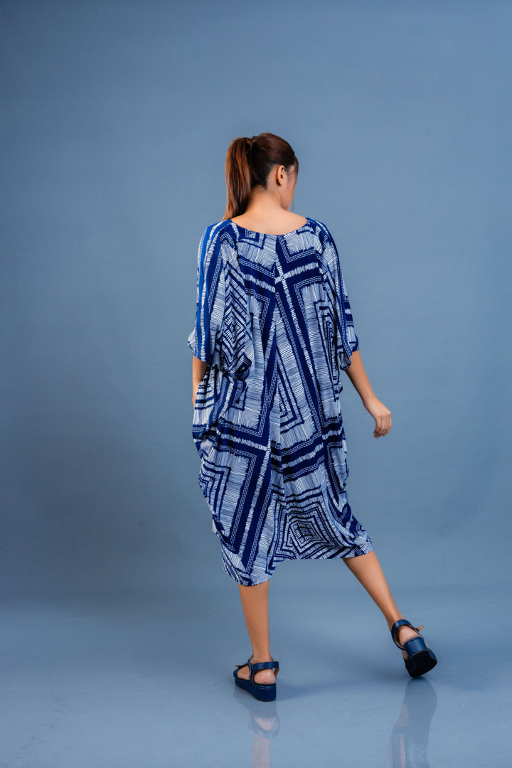 Women’s printed caftan dress,back view